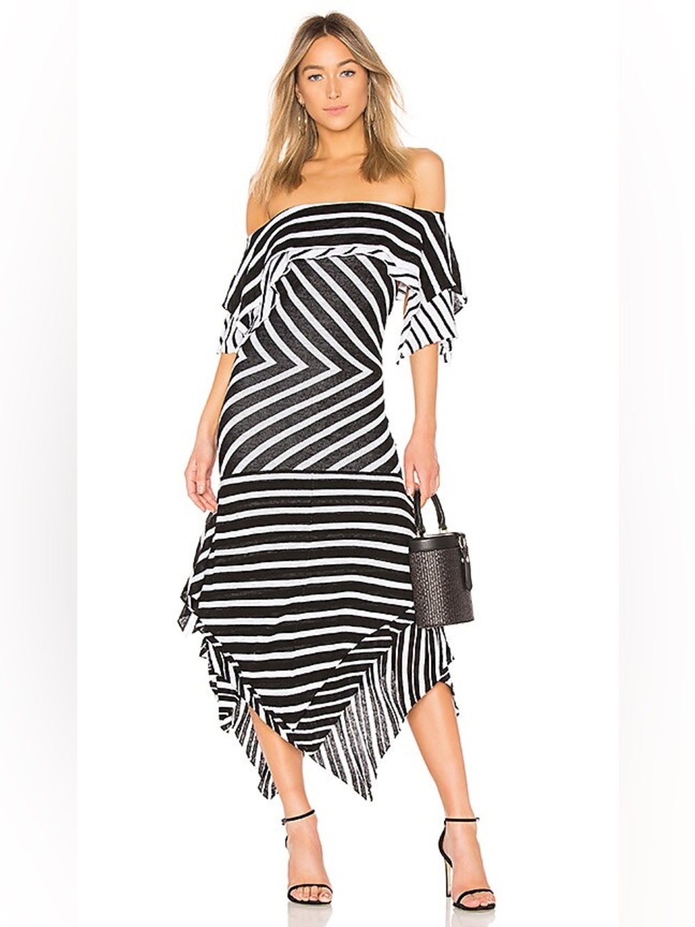 Tabula Rasa Anthropologie Off Shoulder Stripe Dress Boho Linen Blend S